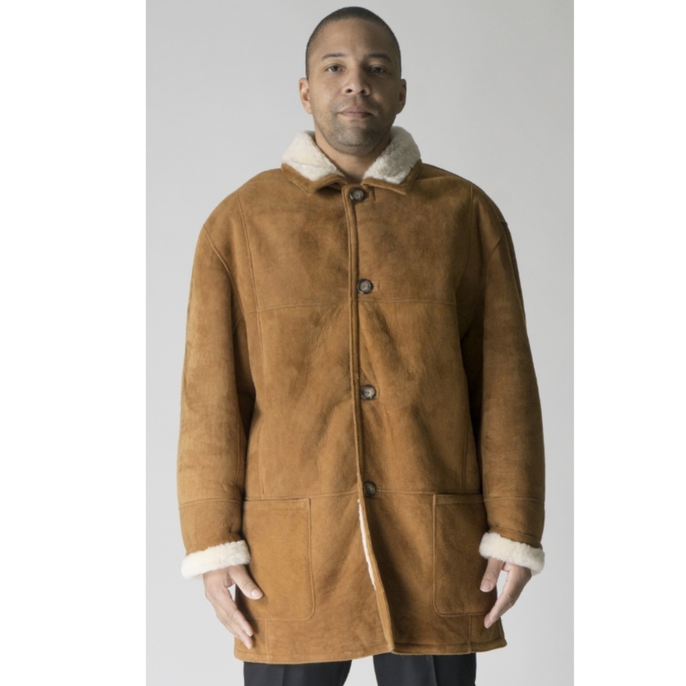 CLEARANCE! Bronze Shearling Fur 34” Man’s Car Coat